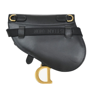 Christian Dior Saddle Belt Bag Leather, BLACK, LEATHER, Clutche & pouche