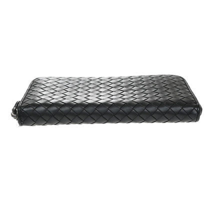 Bottega Veneta Intrecciato Long Zip  Wallet Leather, BLACK, LEATHER, Wallets