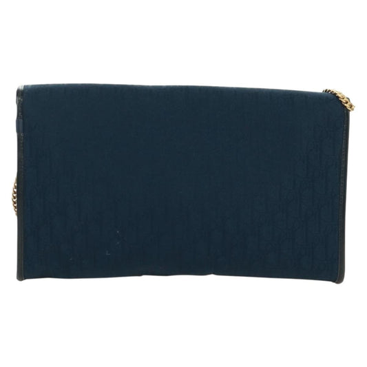 Christian Dior Vintage Chain Flap Shoulder Bag Diorissimo Canvas, Navy, Canvas, Shoulder Bag