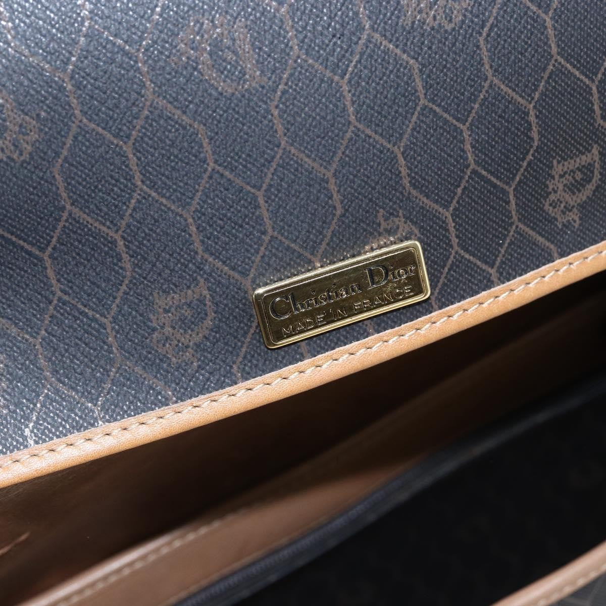 Christian Dior Vintage Honeycomb Shoulder Bag Canvas and Leather, BLACK, CANVAS, Shoulder bag