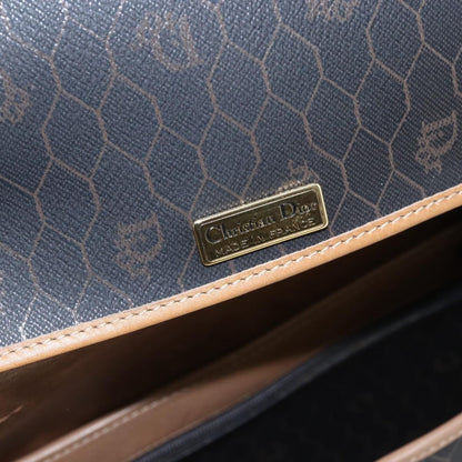 Christian Dior Vintage Honeycomb Shoulder Bag Canvas and Leather, BLACK, CANVAS, Shoulder bag