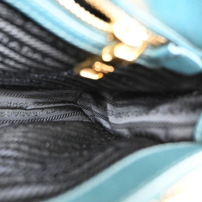 Prada Double Zip Lux Tote Saffiano Leather, GREEN, LEATHER, Tote bag