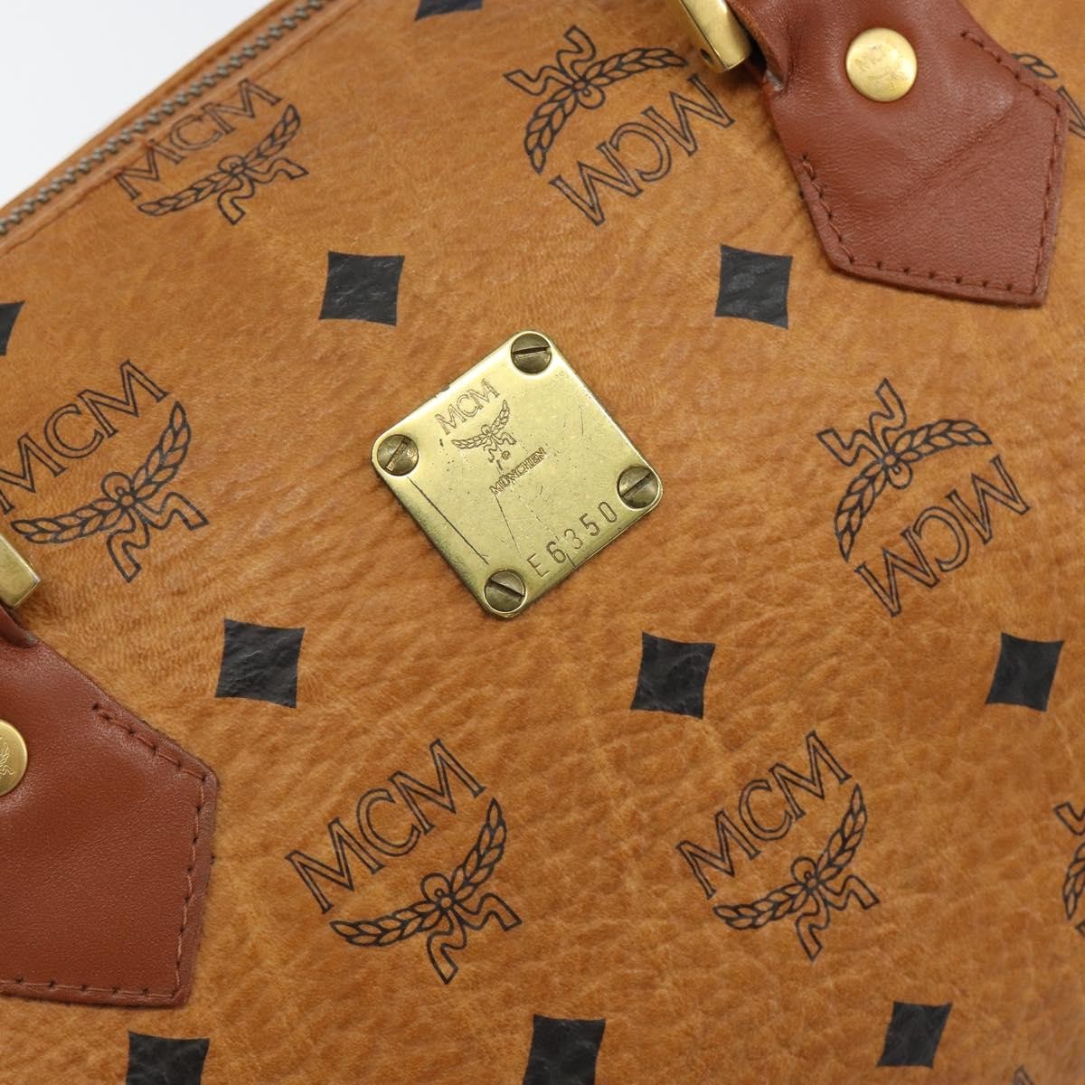 MCM Visetos Handbag Canvas and Leather, BROWN, CANVAS, Handbag