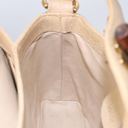 Gucci Vintage Convertible Bamboo Box Crossbody Bag Leather, Beige, Leather, Handbag