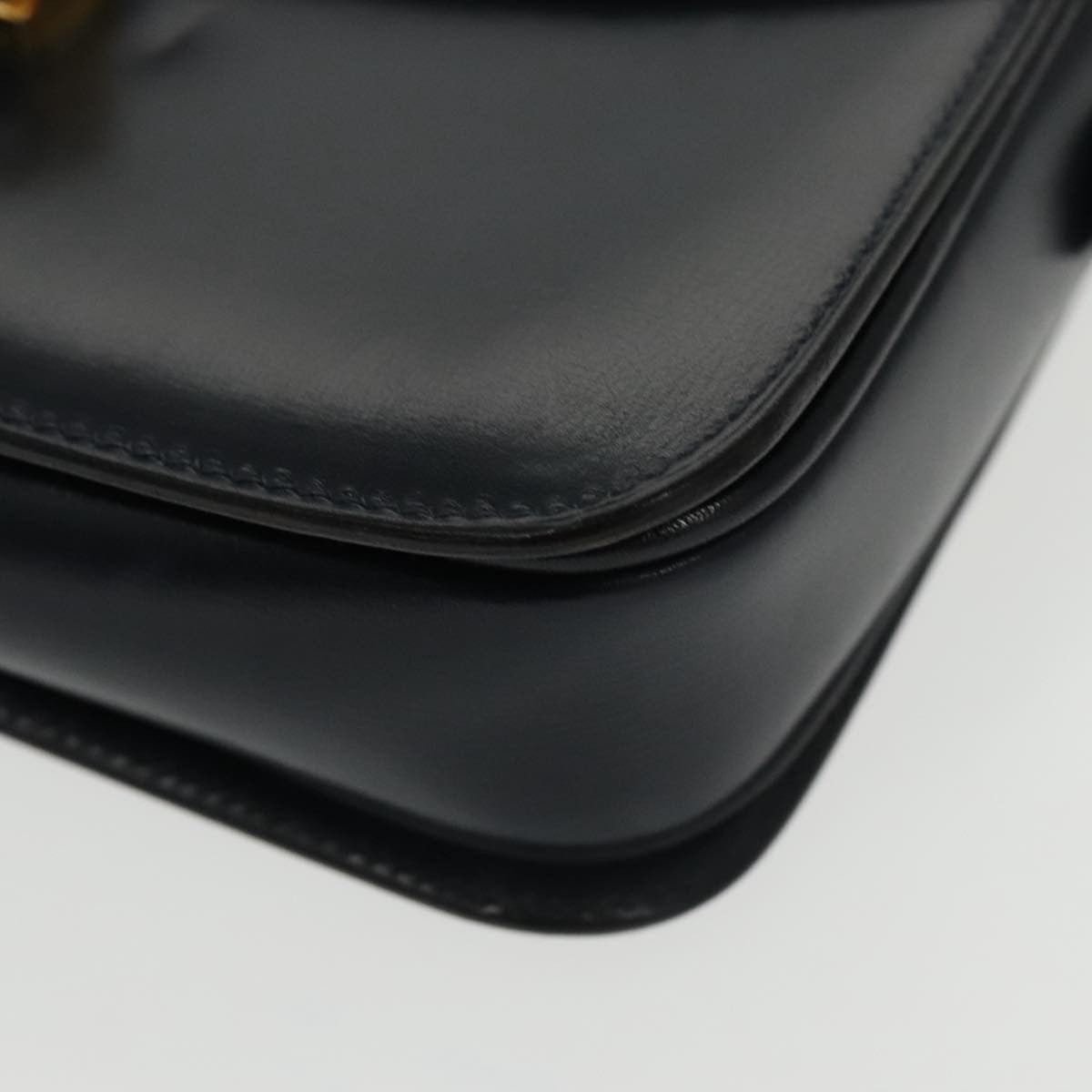 Gucci Vintage Shoulder Bag Leather, NAVY, LEATHER, Shoulder bag