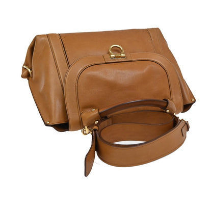 Salvatore Ferragamo Suzanna Satchel Smooth Leather, Brown, Leather, Handbag