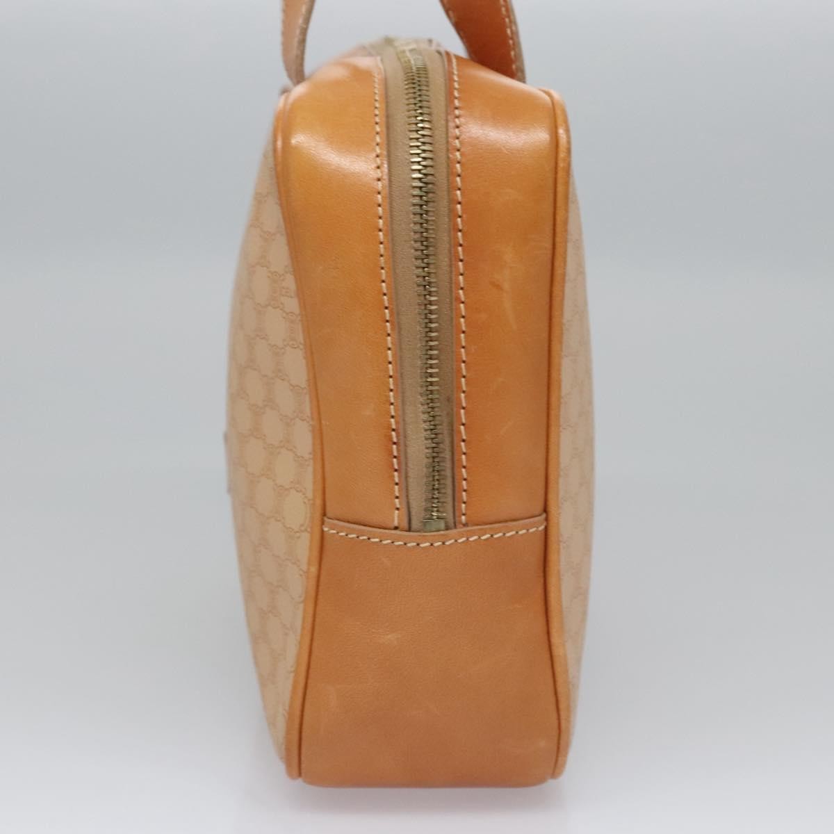 Celine Vintage Macadam Handbag Canvas and Leather, BEIGE, PVC, Handbag