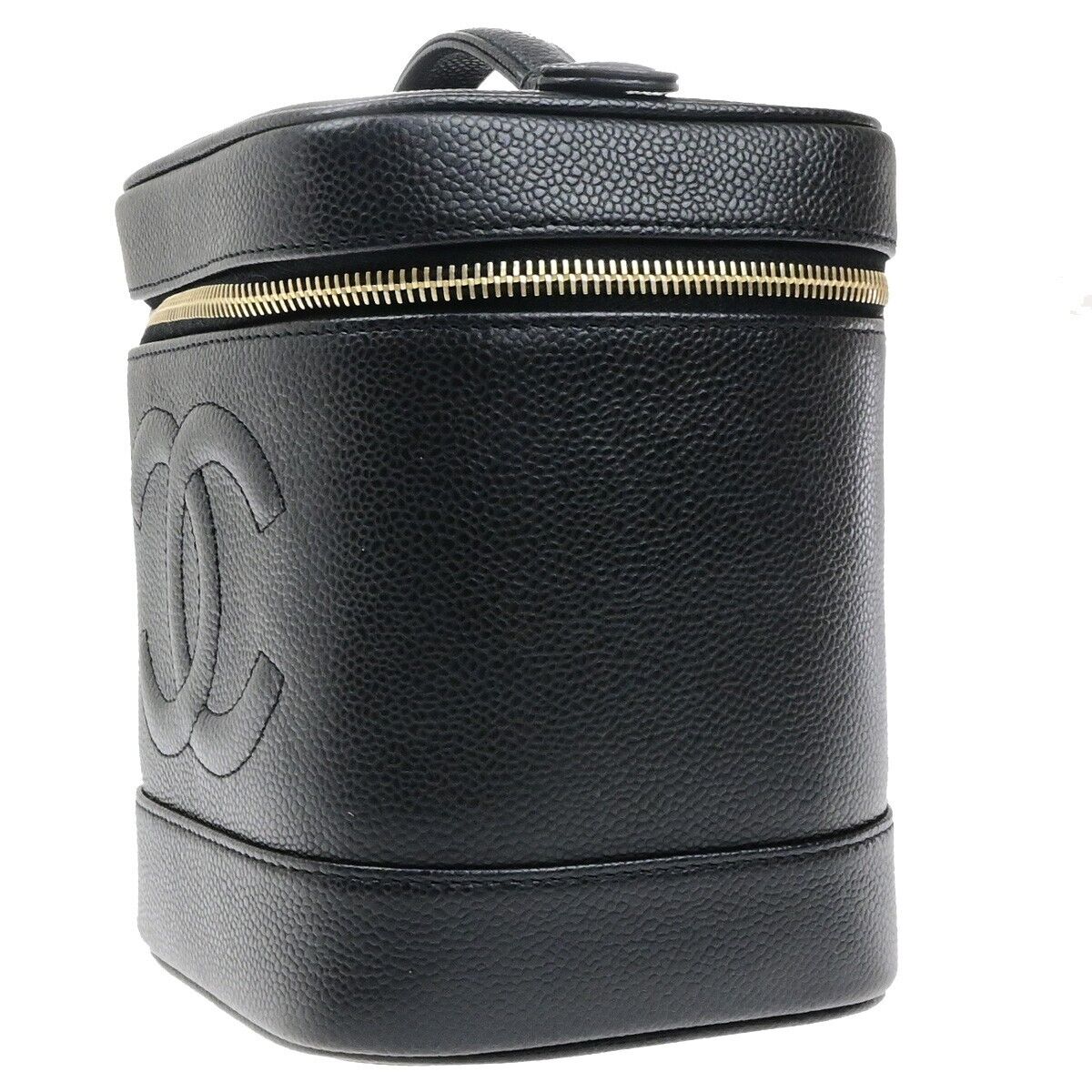 Chanel Vintage Timeless Cosmetic Case Caviar, BLACK, CALFSKIN, Handbag