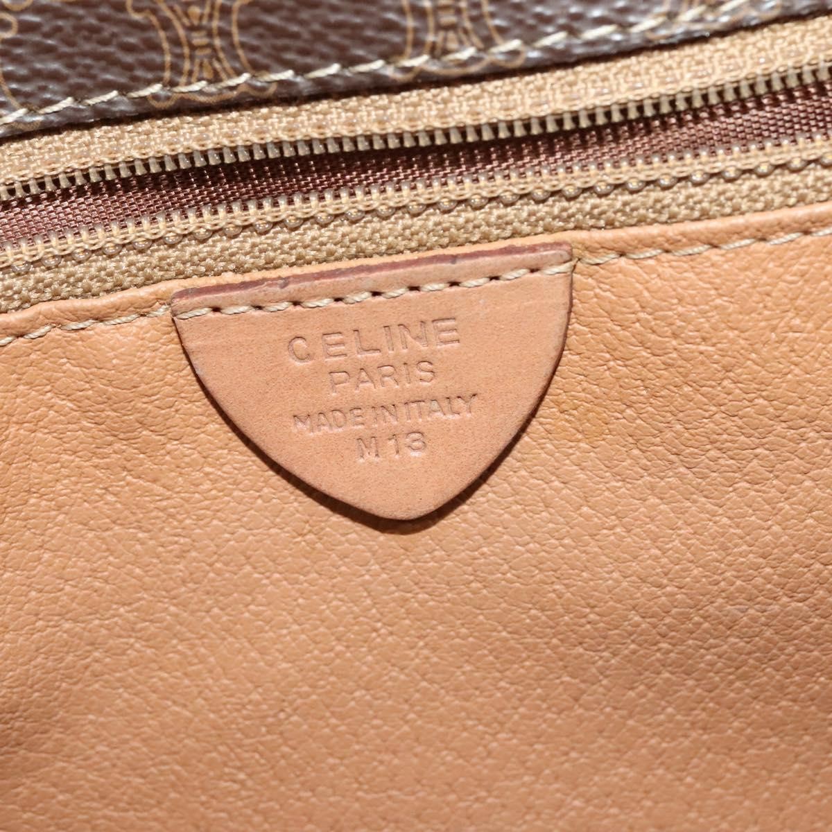Celine Vintage Macadam Circle Logo Shoulder Bag Canvas and Leather, Brown, Canvas, Shoulder Bag