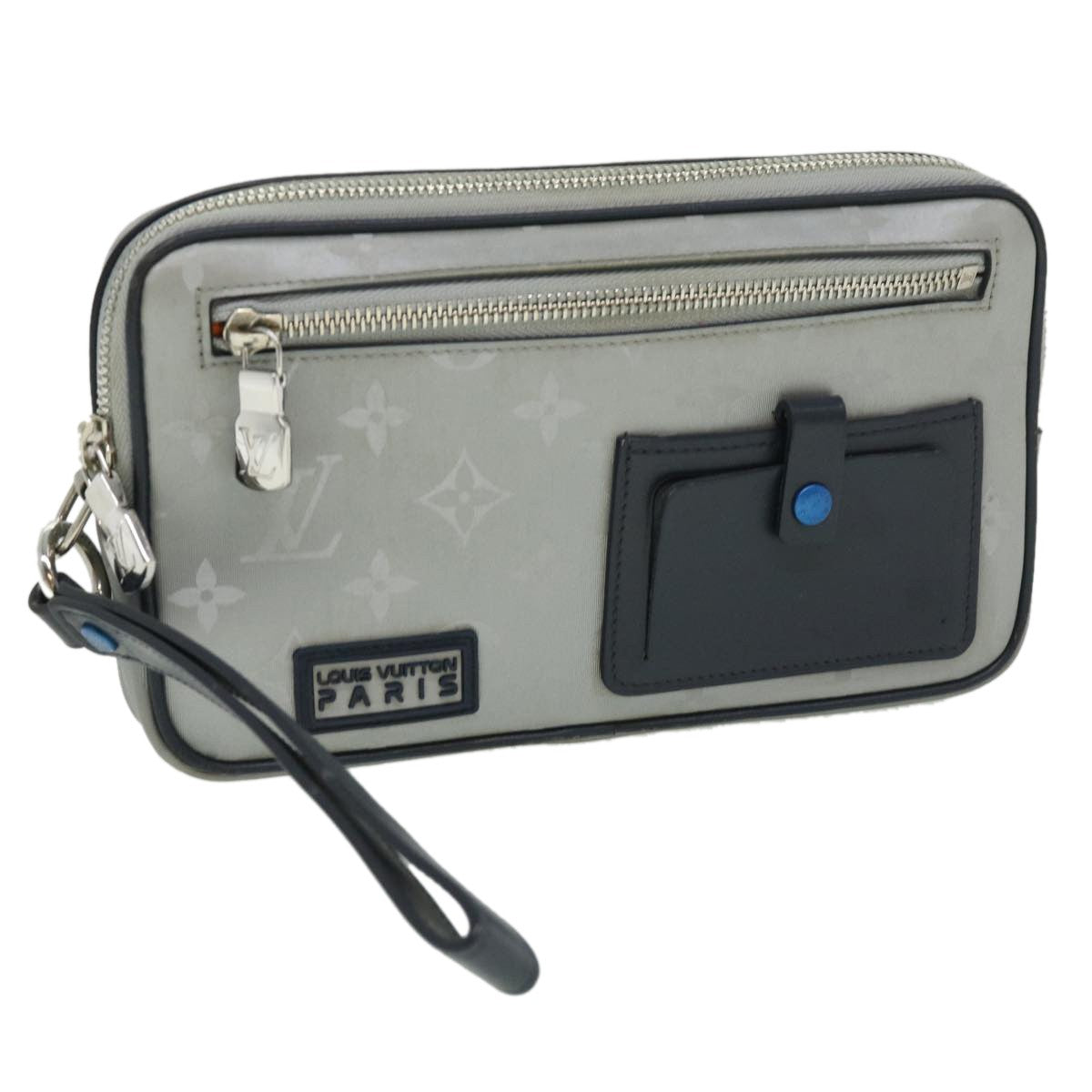 Louis Vuitton Alpha Clutch Limited Edition Monogram Satellite Canvas, SILVER, NYLON, Clutche & pouche