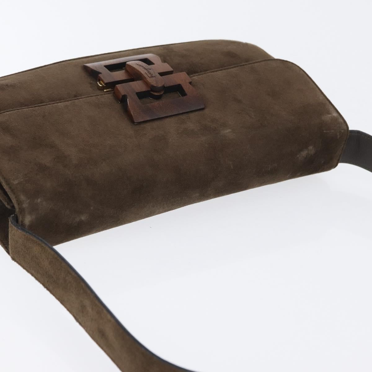 Salvatore Ferragamo Vintage Shoulder Bag Suede, BROWN, SUEDE, Shoulder bag