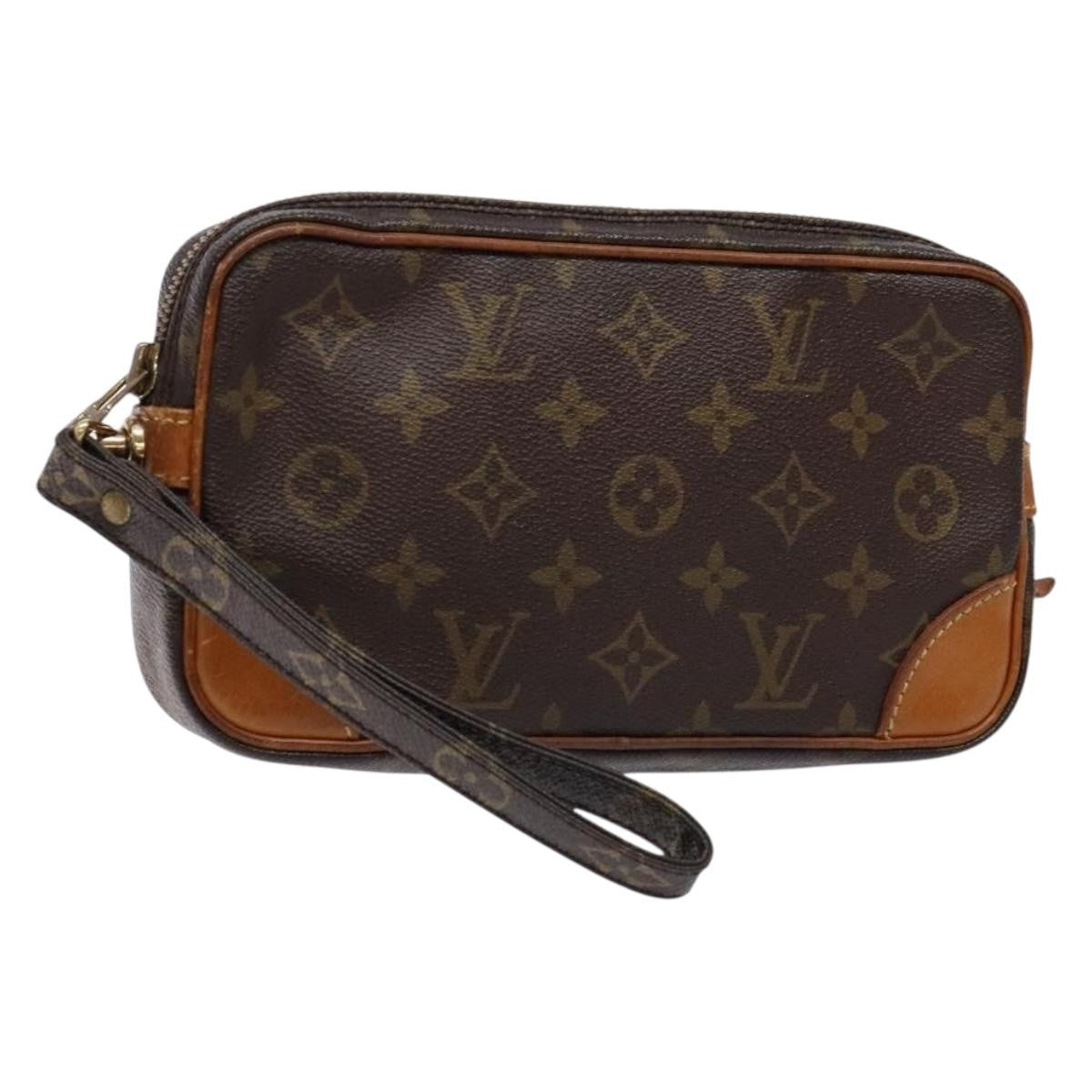 Louis Vuitton Marly Dragonne Clutch Monogram Canvas, BROWN, CANVAS, Clutche & pouche