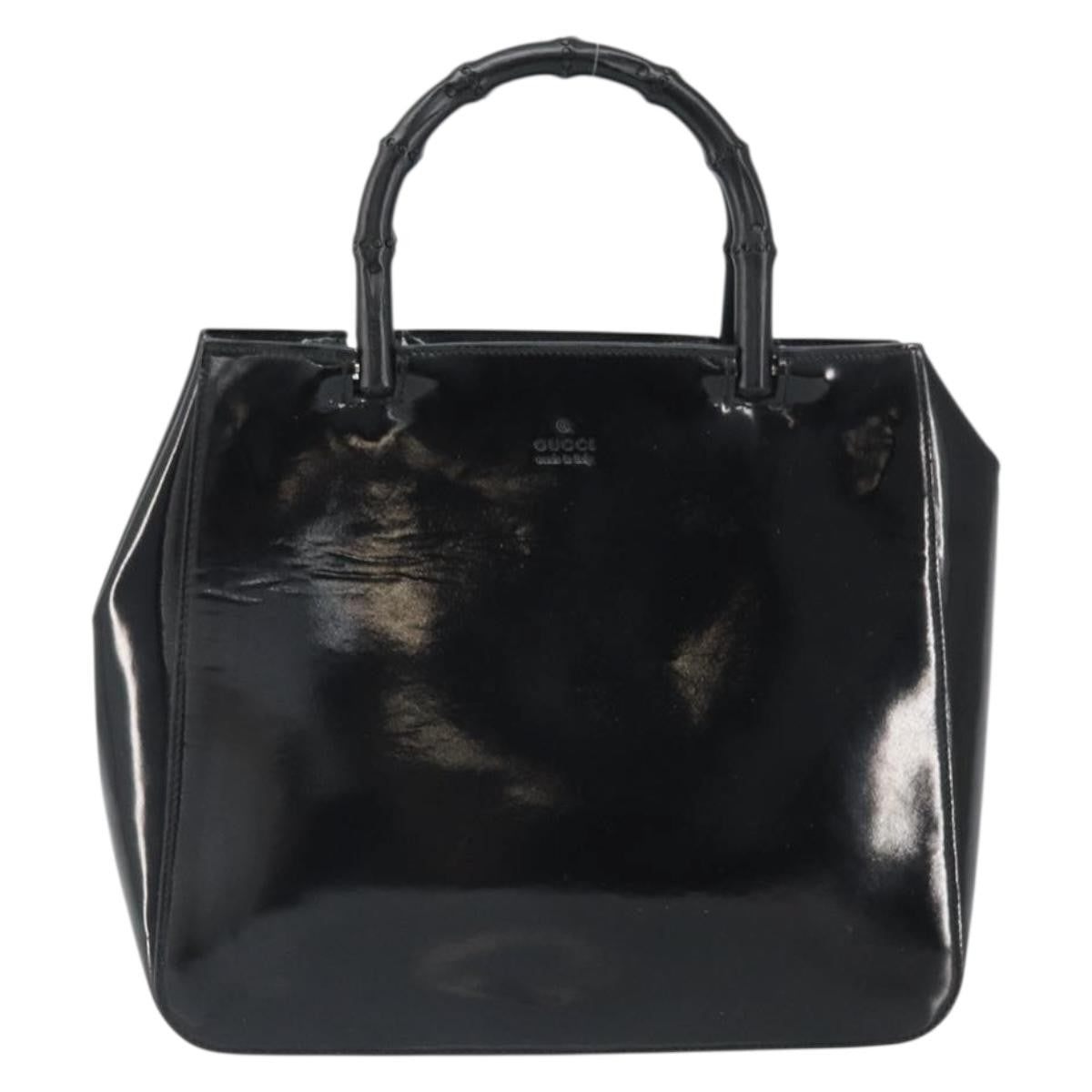 Gucci Vintage Bamboo Handle Bag Patent leather, BLACK, PATENT_LEATHER, Handbag
