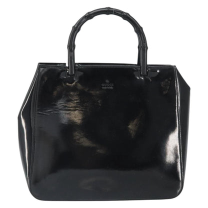 Gucci Vintage Bamboo Handle Bag Patent leather, BLACK, PATENT_LEATHER, Handbag