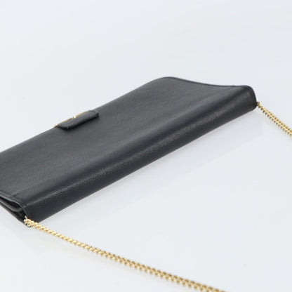 Christian Dior Vintage Chain Flap Shoulder Bag Leather, BLACK, LEATHER, Shoulder bag