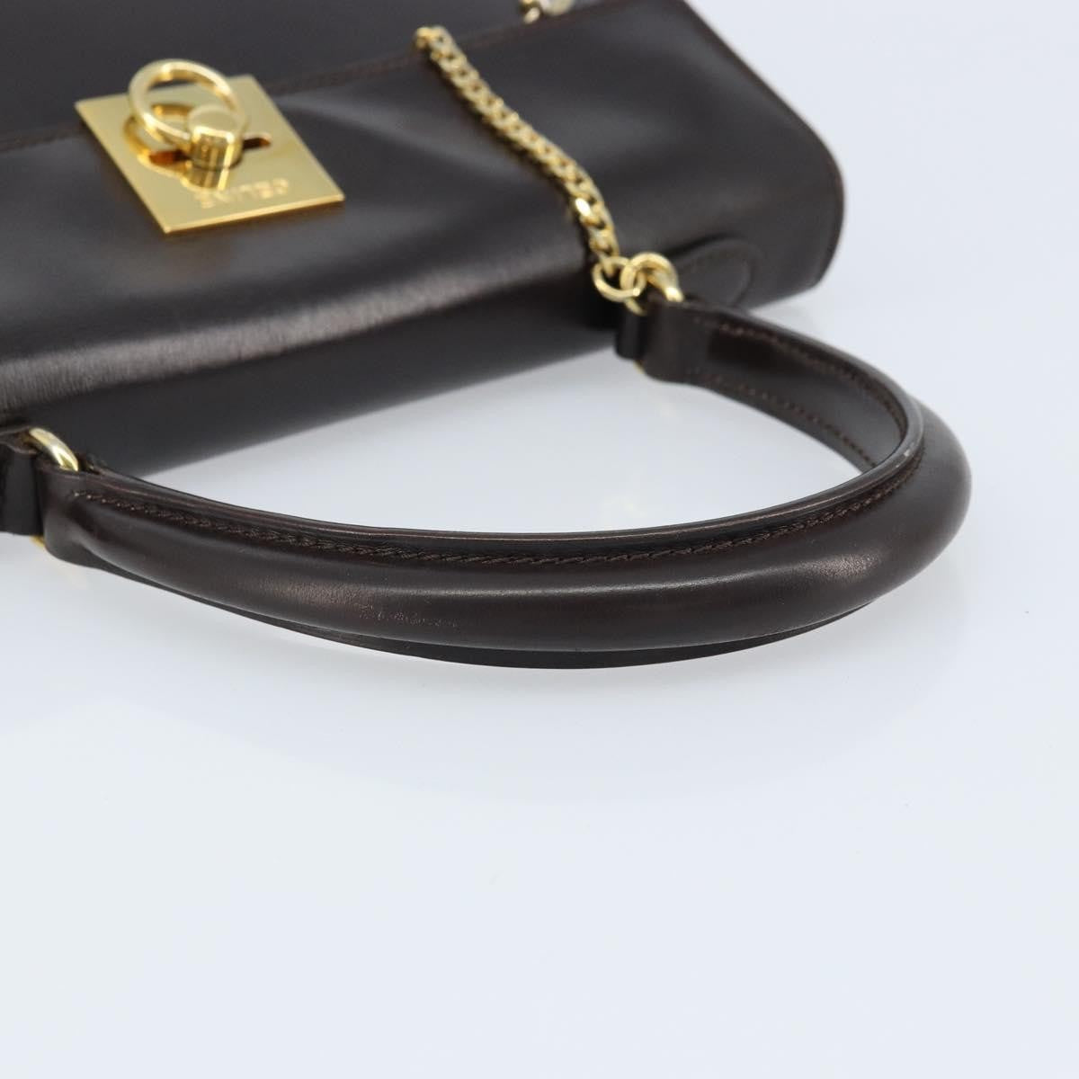 Celine Vintage Logo Top Handle Bag Leather, BROWN, LEATHER, Handbag