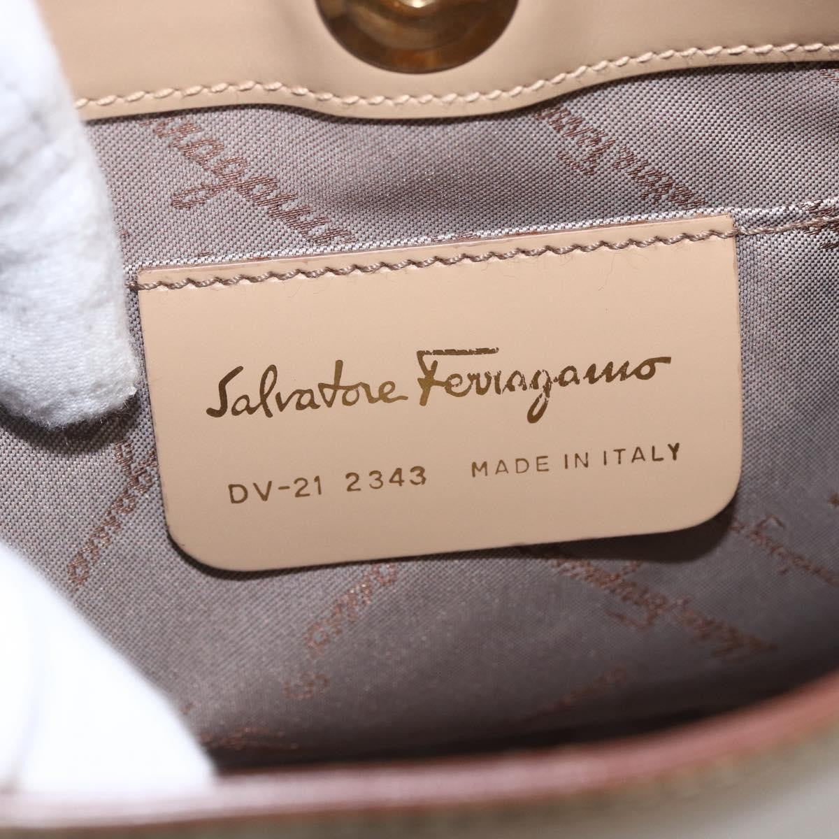 Salvatore Ferragamo Gancini Shoulder Bag Leather, BEIGE, LEATHER, Shoulder bag