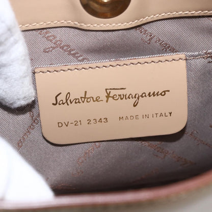 Salvatore Ferragamo Gancini Shoulder Bag Leather, BEIGE, LEATHER, Shoulder bag