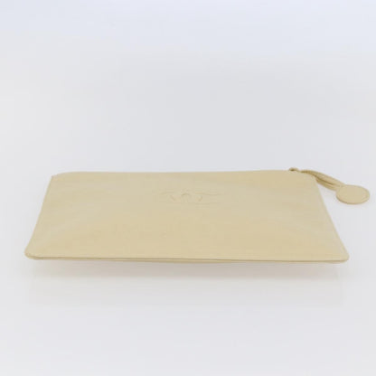 Chanel CC Pochette Quilted Caviar, BEIGE, LEATHER, Clutche & pouche