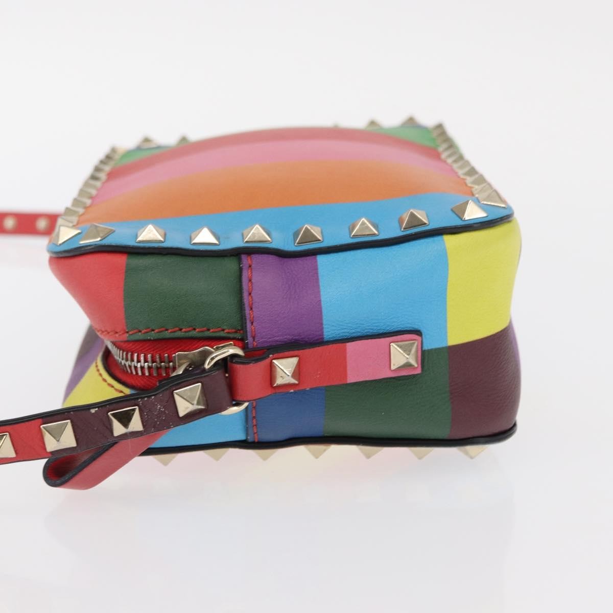 Valentino Garavani Rockstud 1973 Camera Crossbody Bag Striped Leather, GOLD, LEATHER, Shoulder bag