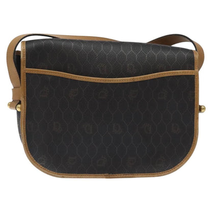Christian Dior Vintage Honeycomb Flap Crossbody Bag Coated Canvas, BLACK, CANVAS, Crossbody bag