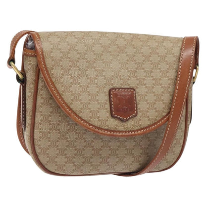Celine Vintage Macadam Shoulder Bag Canvas, BEIGE, PVC, Shoulder bag