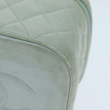 Chanel Cosmetic Case Quilted Lambskin, BLUE, LEATHER, Toiletry Case