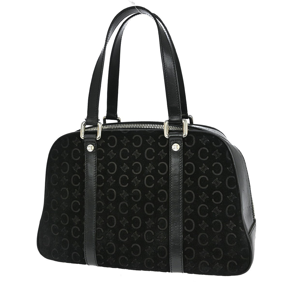 Celine C Macadam Handbag Suede, BLACK, SUEDE, Handbag