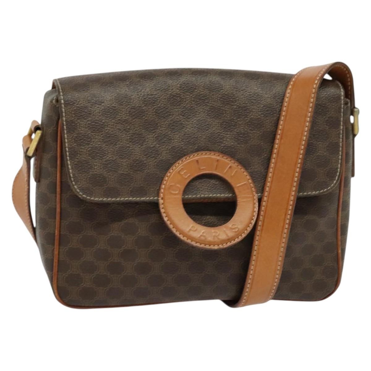 Celine Macadam Shoulder Bag PVC Leather, BROWN, CANVAS, Shoulder bag