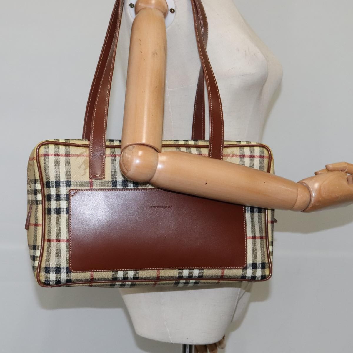 Burberry Regent Tote Haymarket Coated Canvas, BEIGE, PVC, Handbag
