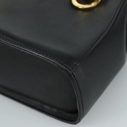 Salvatore Ferragamo Gancini handbag Leather, BLACK, LEATHER, Handbag