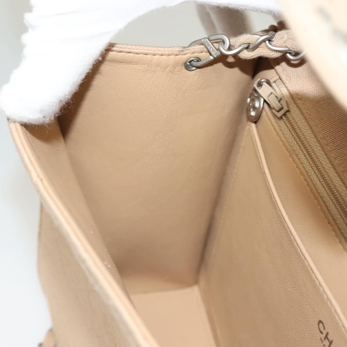 Chanel Matelasse Chain Shoulder Bag Leather, Beige, Cotton, Shoulder Bag
