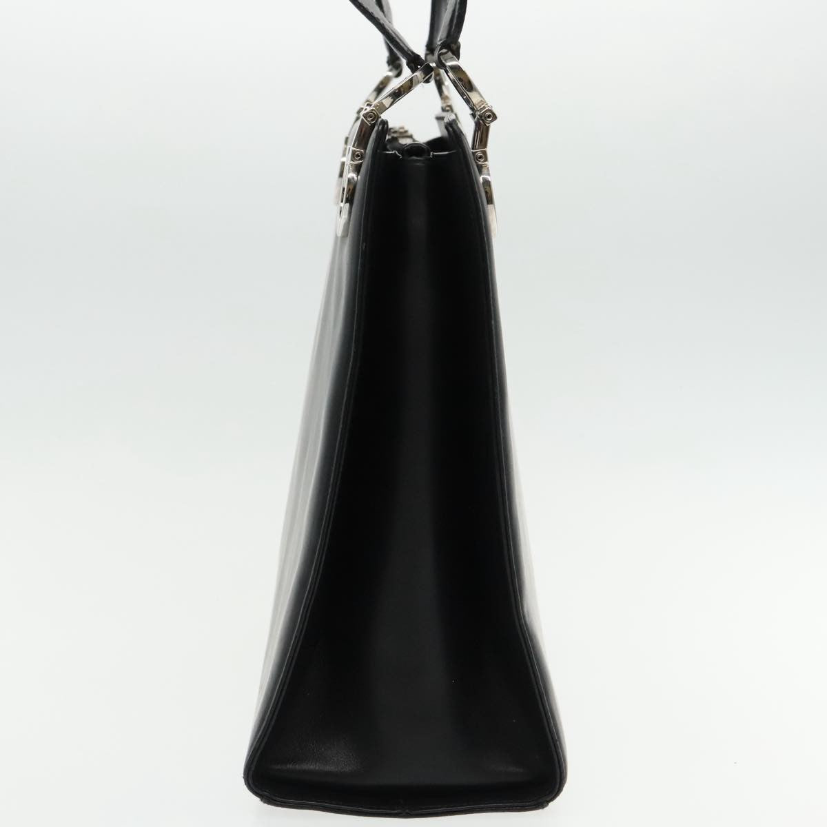 Salvatore Ferragamo Gancini Shoulder Bag Leather, BLACK, LEATHER, Tote bag