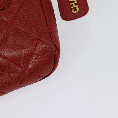 Chanel Vintage Zip Belt Bag Quilted Caviar, Red, Leather, Shoulder Bag