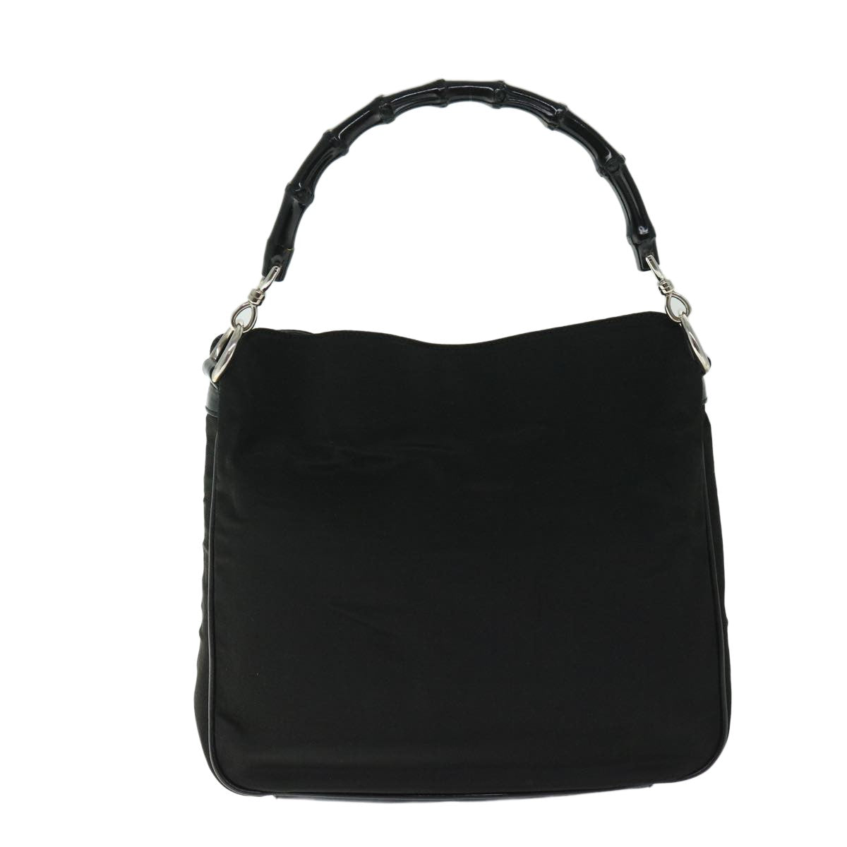 Gucci Vintage Bamboo Handle Bag Nylon, Black, Nylon, Handbag