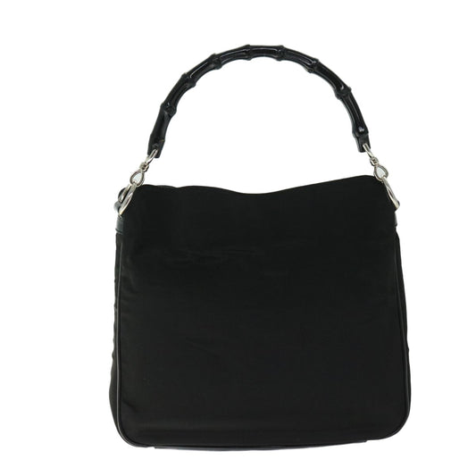 Gucci Vintage Bamboo Handle Bag Nylon, Black, Nylon, Handbag