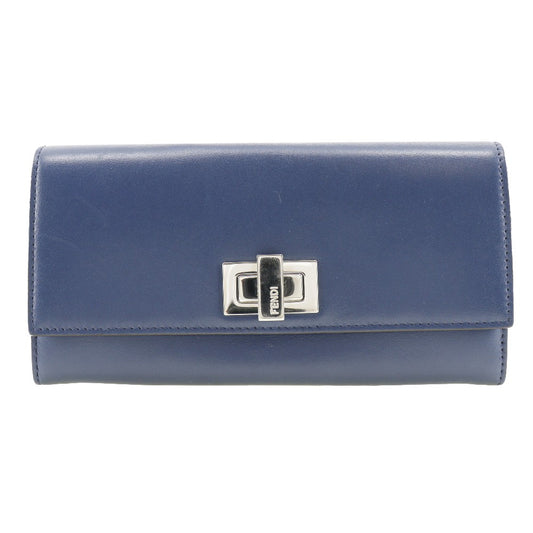 Fendi Peekaboo Wallet Leather, NAVY, LEATHER, Wallets