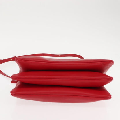 Celine Trio Crossbody Bag Leather, RED, LEATHER, Crossbody bag