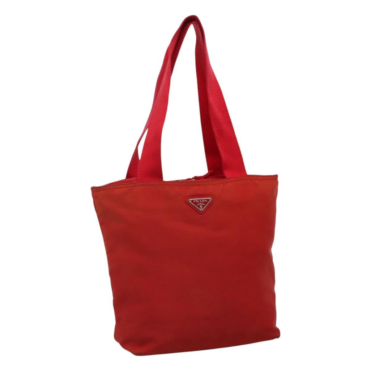 Prada Vintage Zip Tote Tessuto, Red, Nylon, Tote Bag