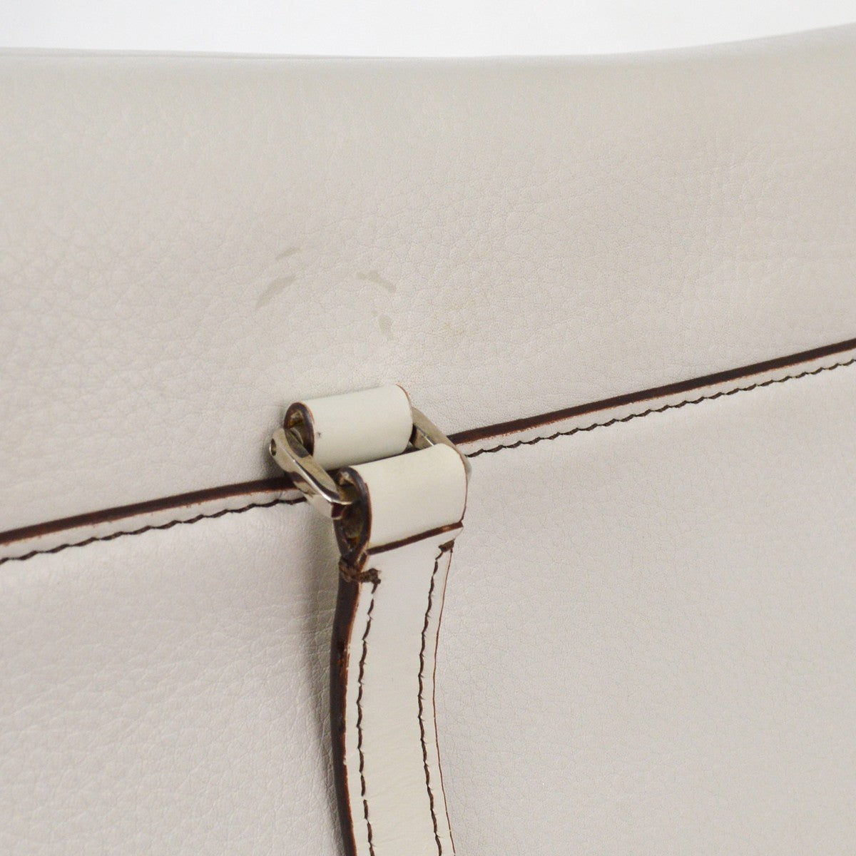 Christian Dior Vintage Saddle Top Handle Bag Leather, WHITE, LEATHER, Handbag