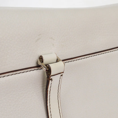 Christian Dior Vintage Saddle Top Handle Bag Leather, WHITE, LEATHER, Handbag