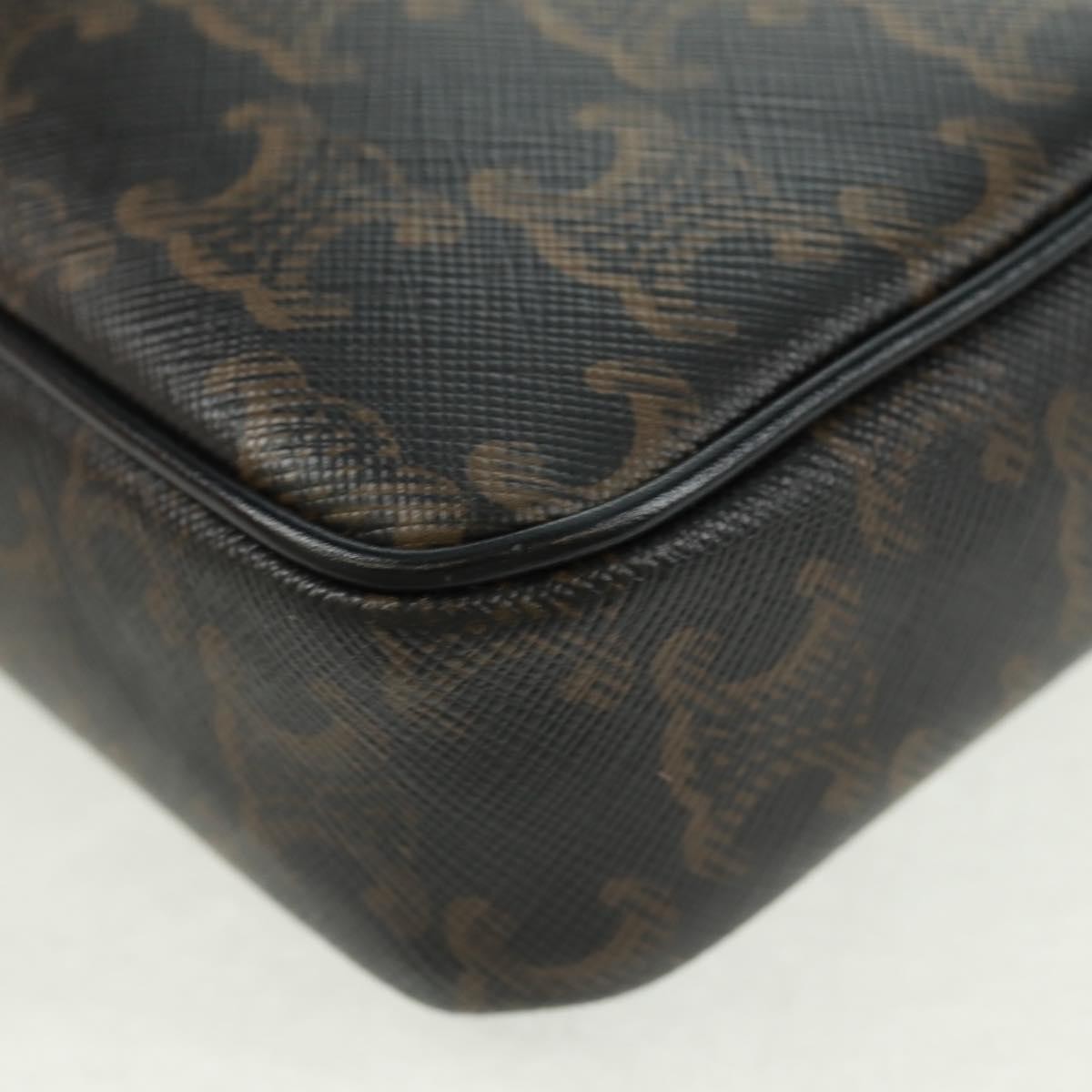 Celine Logo Messenger Bag Triomphe Coated Canvas, Black, PVC, Shoulder Bag