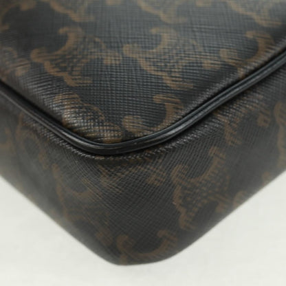 Celine Logo Messenger Bag Triomphe Coated Canvas, Black, PVC, Shoulder Bag