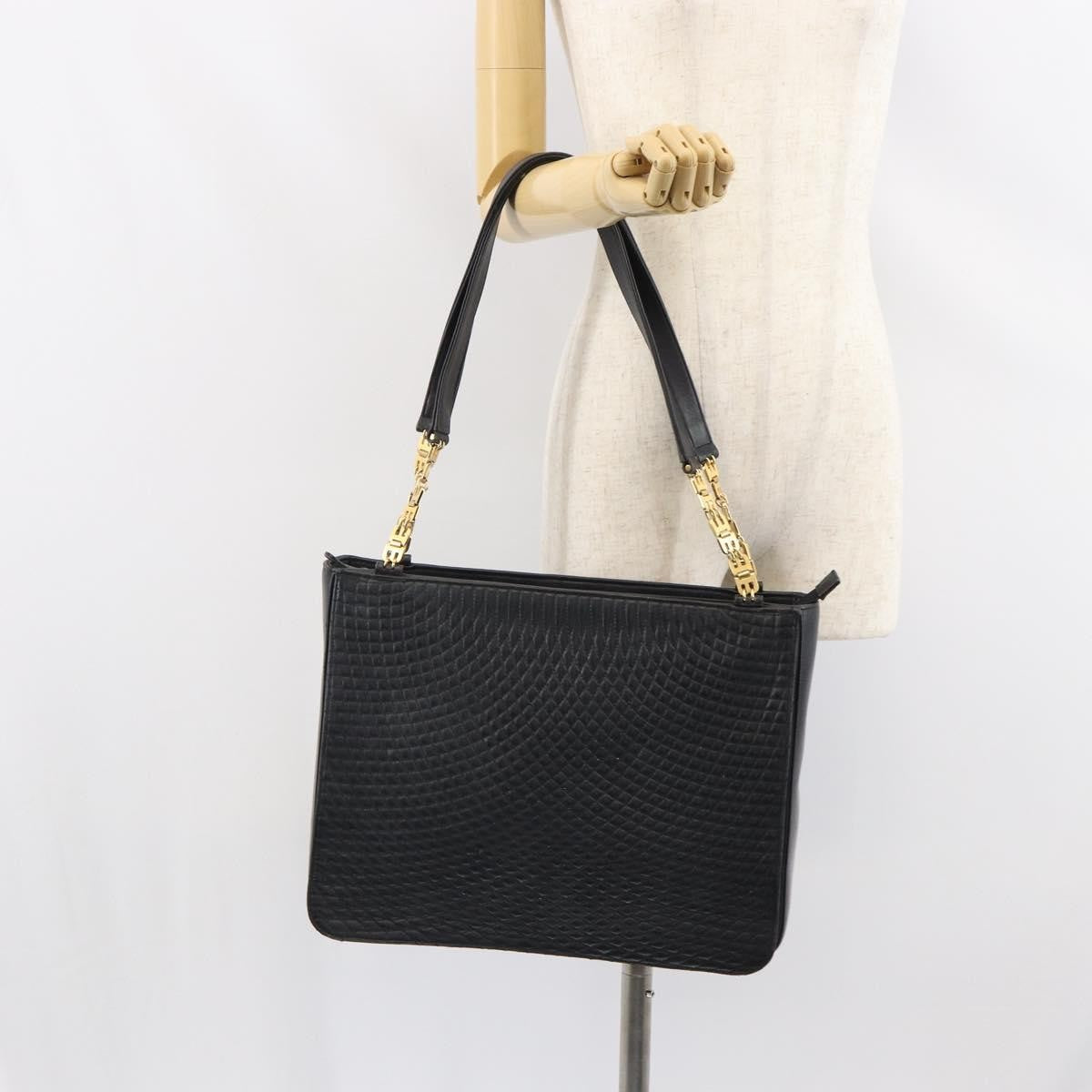 Bally Vintage Tote Bag Quilted Leather, Black, Leather, Tote Bag