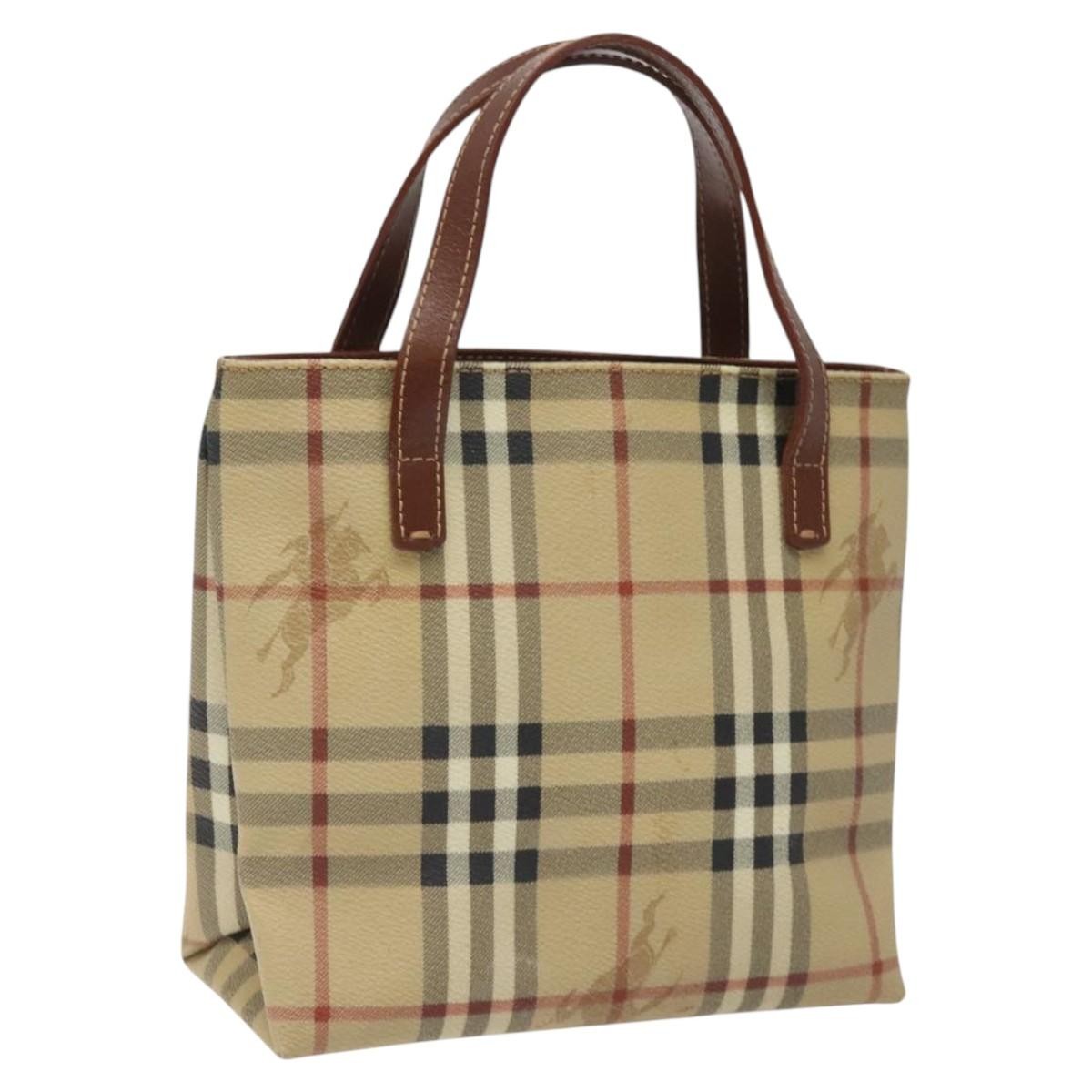 Burberry Top Handle Tote Haymarket Coated Canvas, BEIGE, CANVAS, Handbag