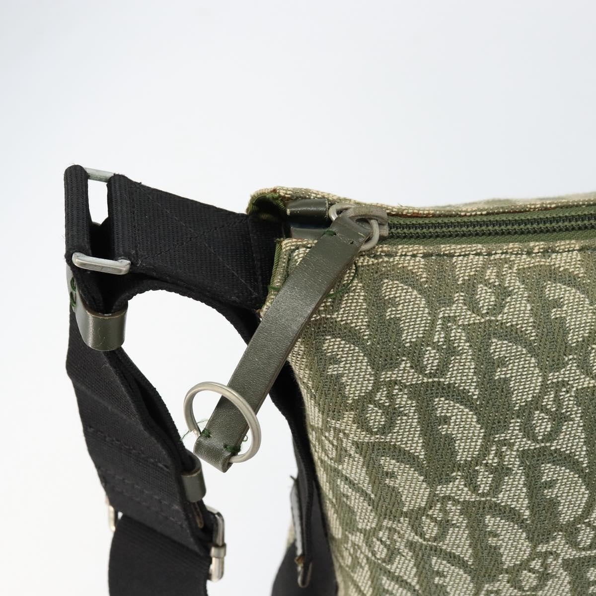 Christian Dior Vintage Trotter Shoulder Bag Canvas, GREEN, CANVAS, Shoulder bag