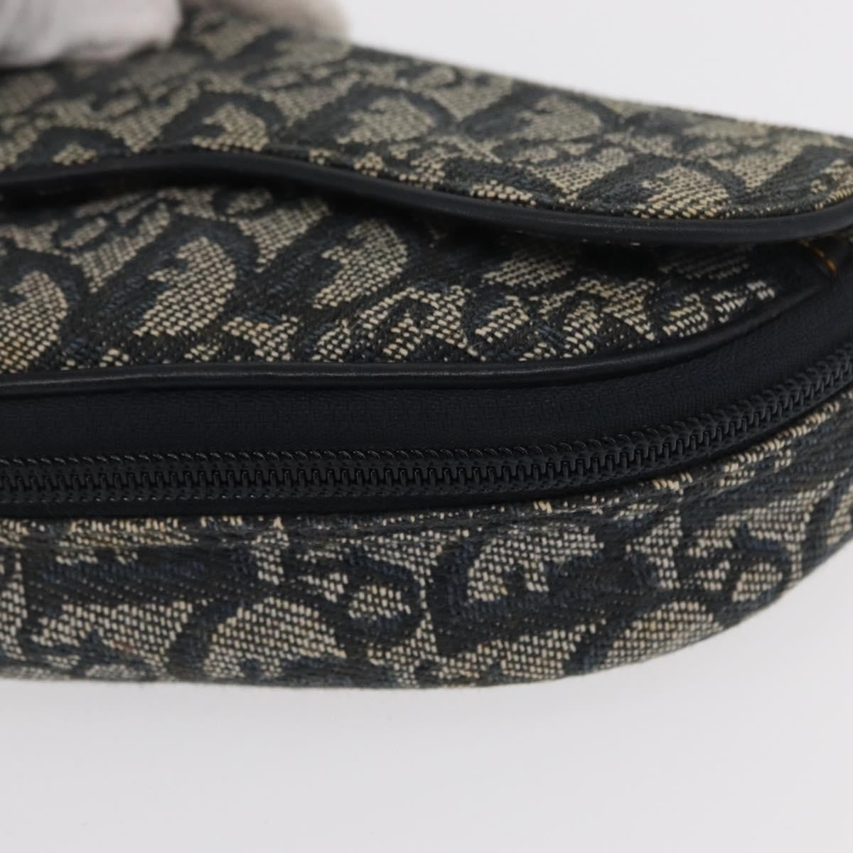 Christian Dior Saddle Zip Pouch Diorissimo Canvas, NAVY, CANVAS, Clutche & pouche