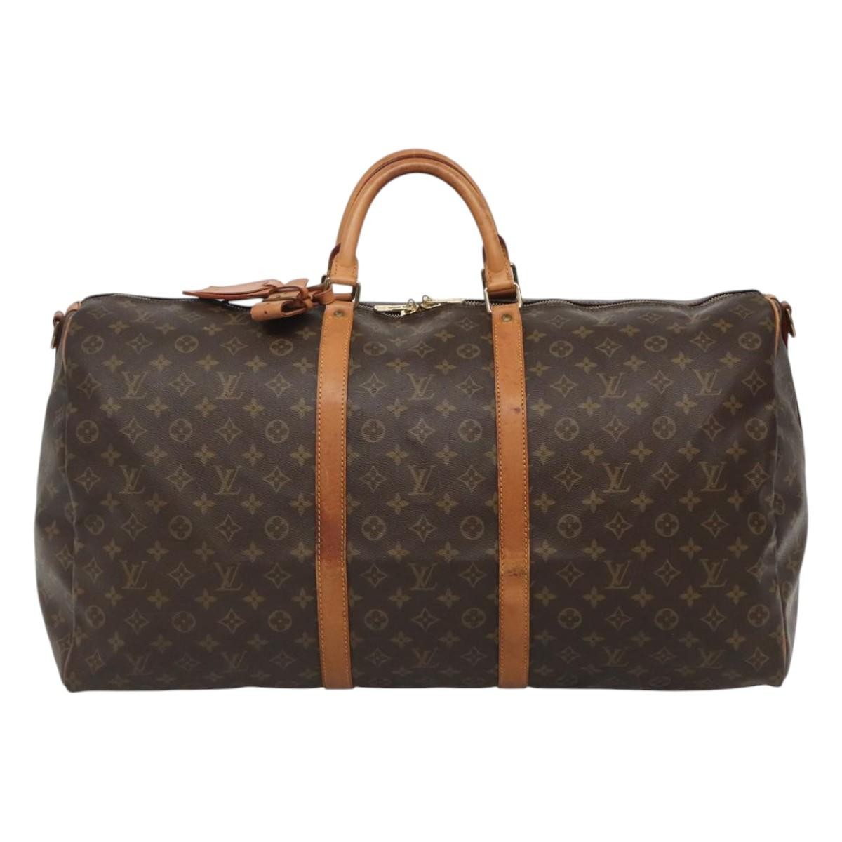 Louis Vuitton Keepall Bandouliere Bag Monogram Canvas, BROWN, CANVAS, Travel bag