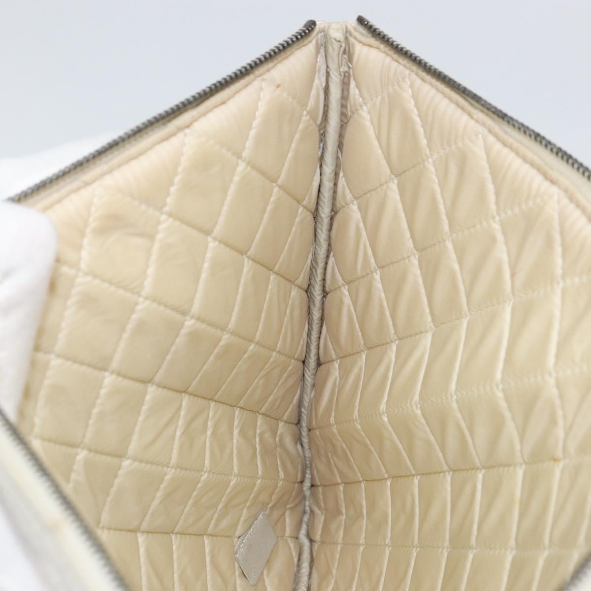 Chanel O Case Clutch Quilted Perforated Lambskin, SILVER, LEATHER, Clutche & pouche
