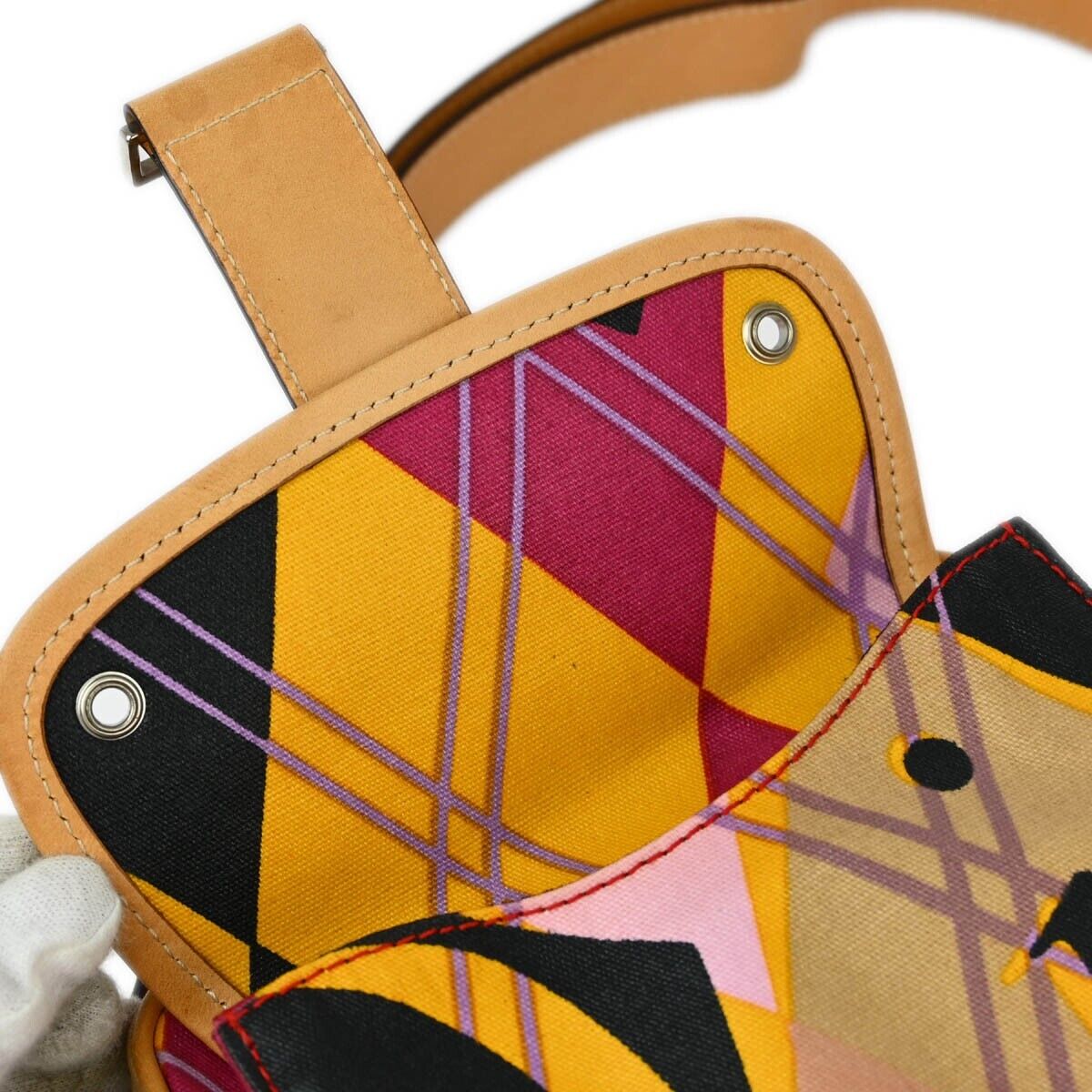 Christian Dior Argyle Check Shoulder Bag Canvas with Leather, MULTICOLOUR, CANVAS, Shoulder bag